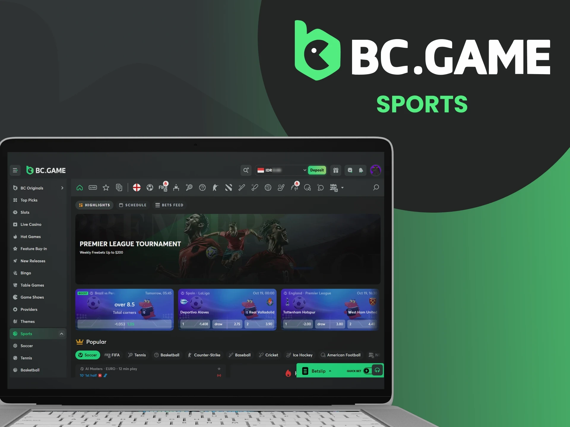 Pasang taruhan olahraga Anda di BC Game.