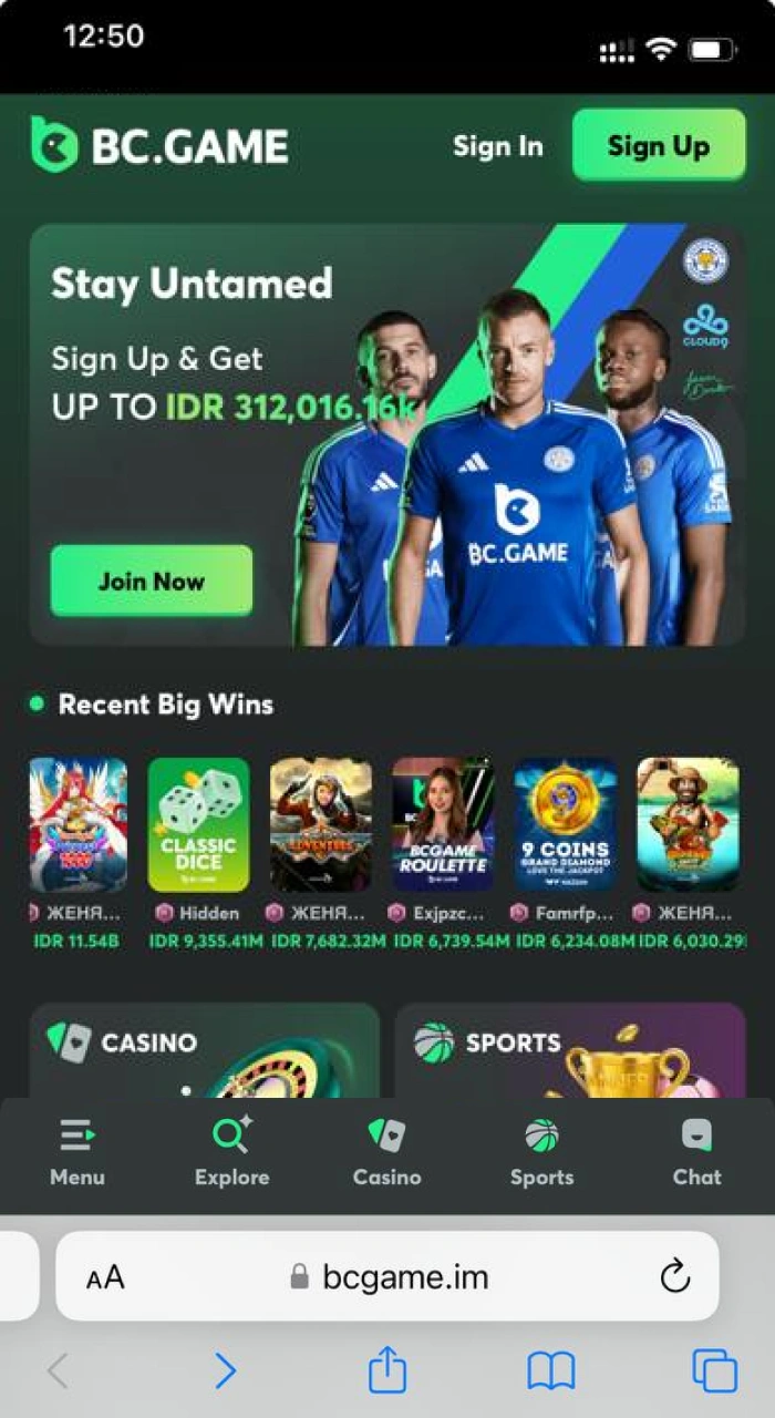 Untuk menginstal aplikasi kasino online BC Game di ponsel iOS Anda, Anda perlu membuka situs web resmi.