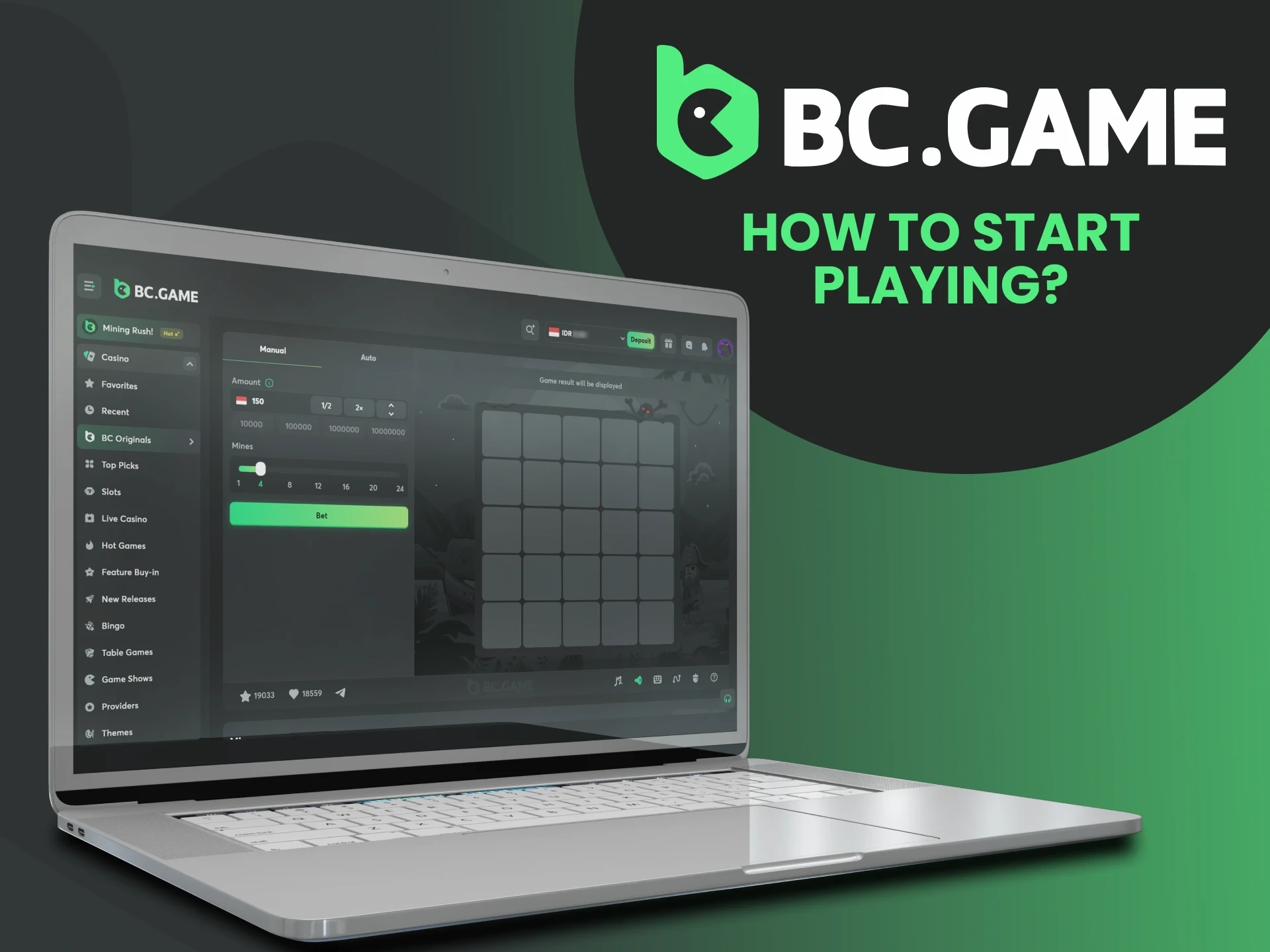 Informasi tentang cara mulai bermain permainan kasino di BC Game.