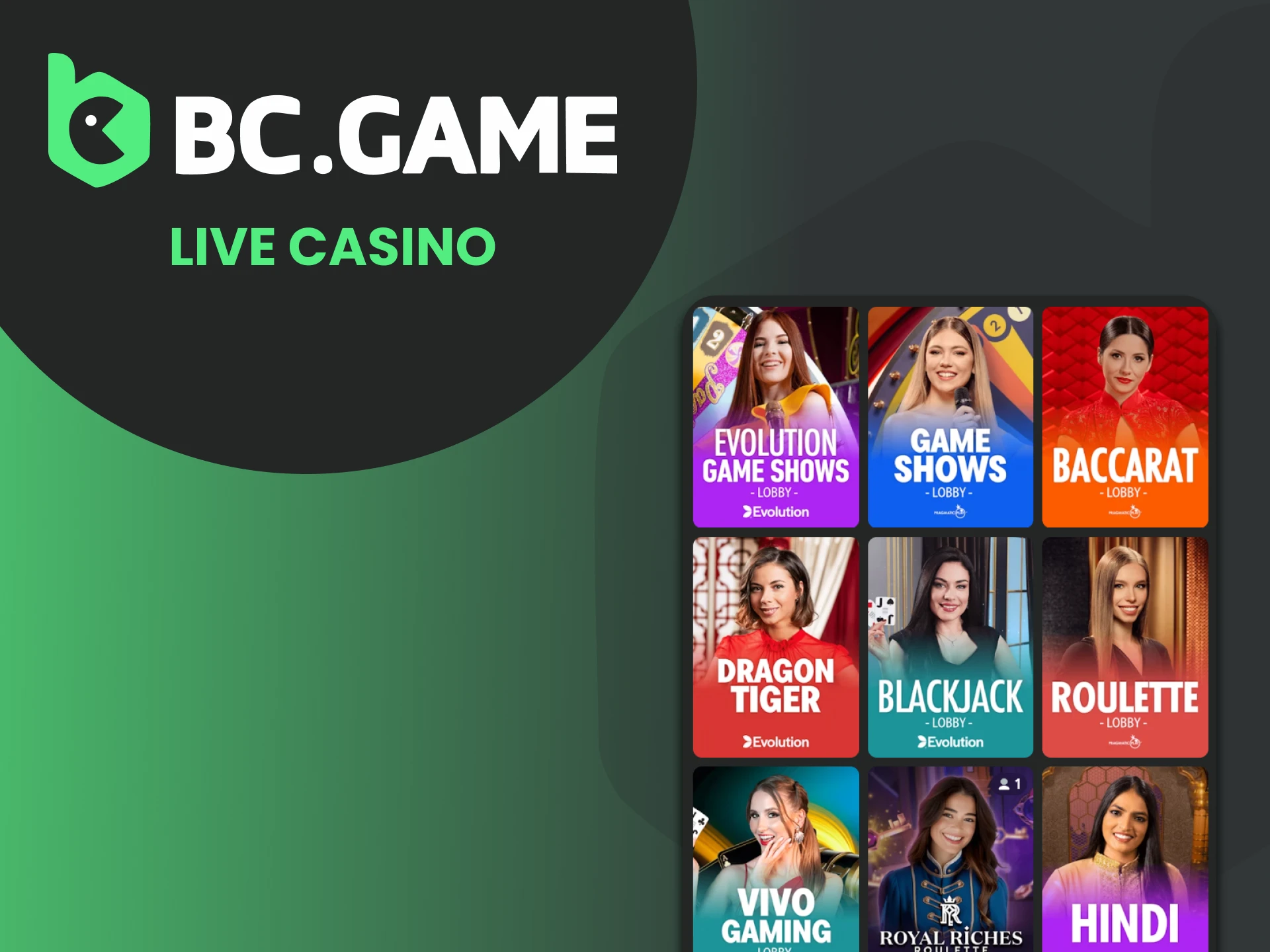 Benamkan diri Anda dalam suasana perjudian dengan permainan kasino langsung di BC Game.