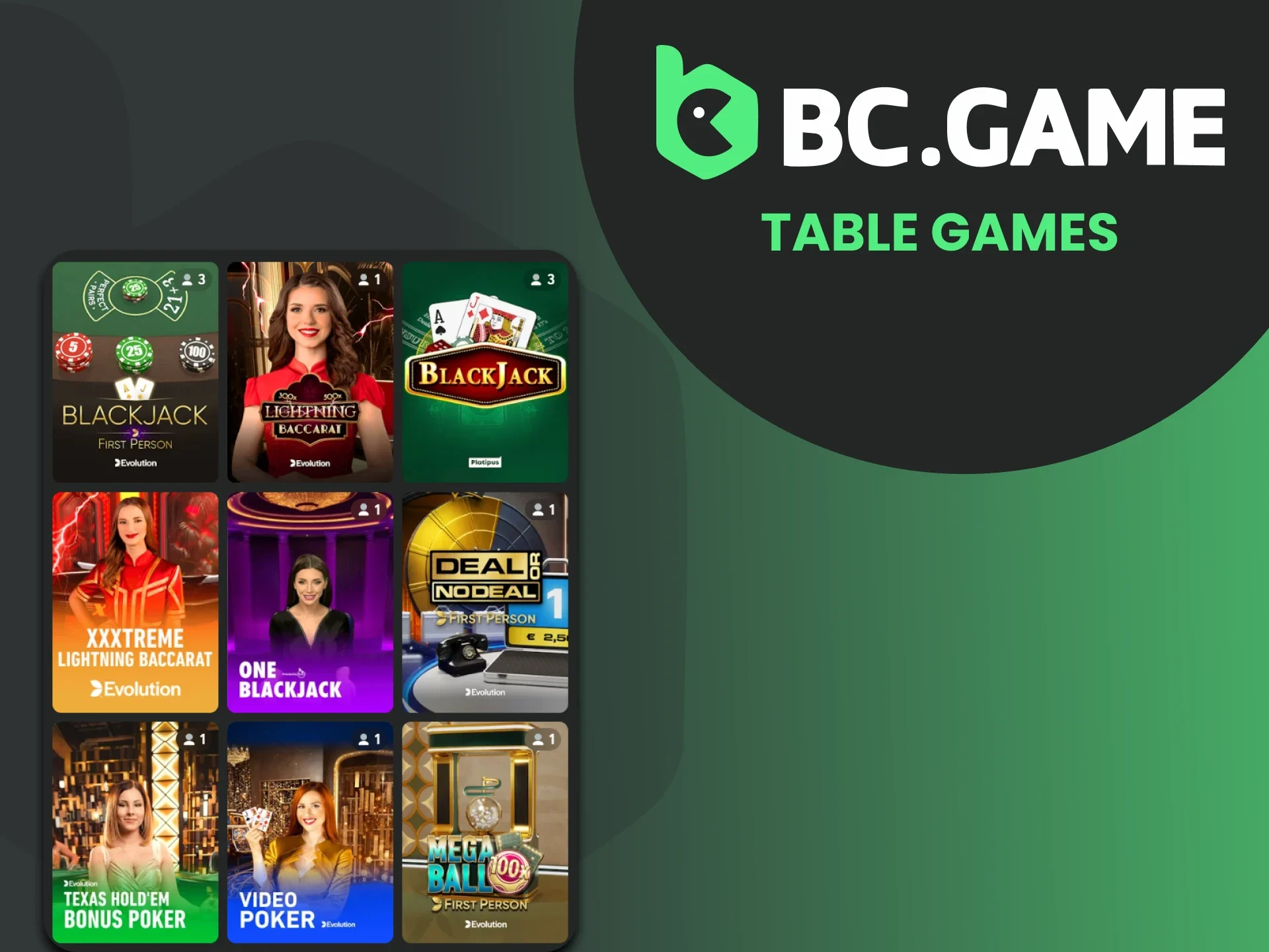 Anda dapat menemukan permainan meja klasik di platform BC Game.