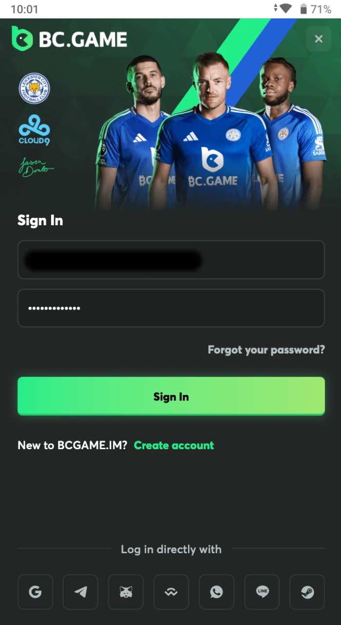 Apakah saya harus masuk untuk melakukan deposit di situs web kasino online BC Game.