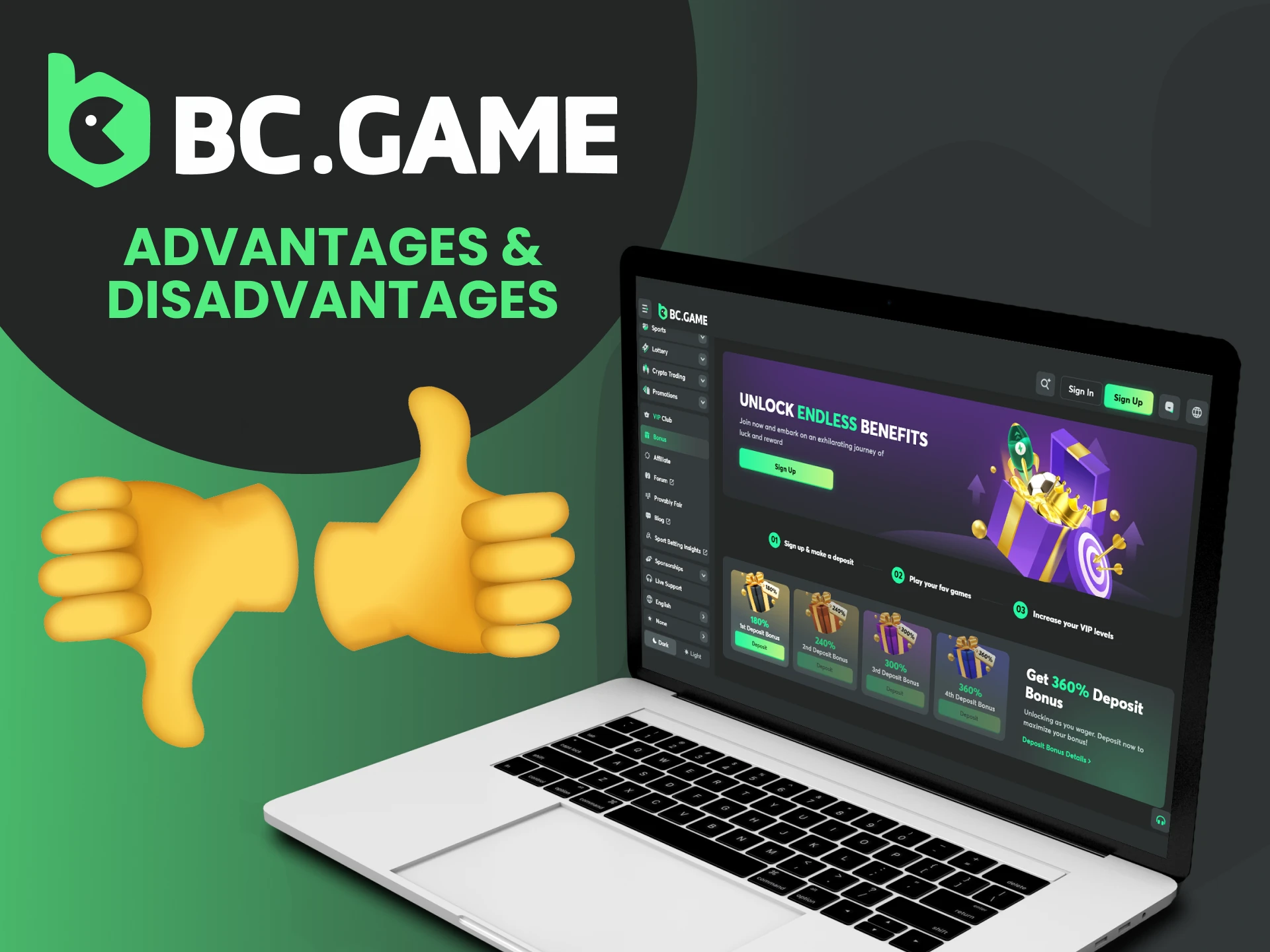 Pendaftaran yang mudah, sejumlah besar game dengan lisensi game, dan bahkan lebih banyak lagi keuntungan dari BC Game.