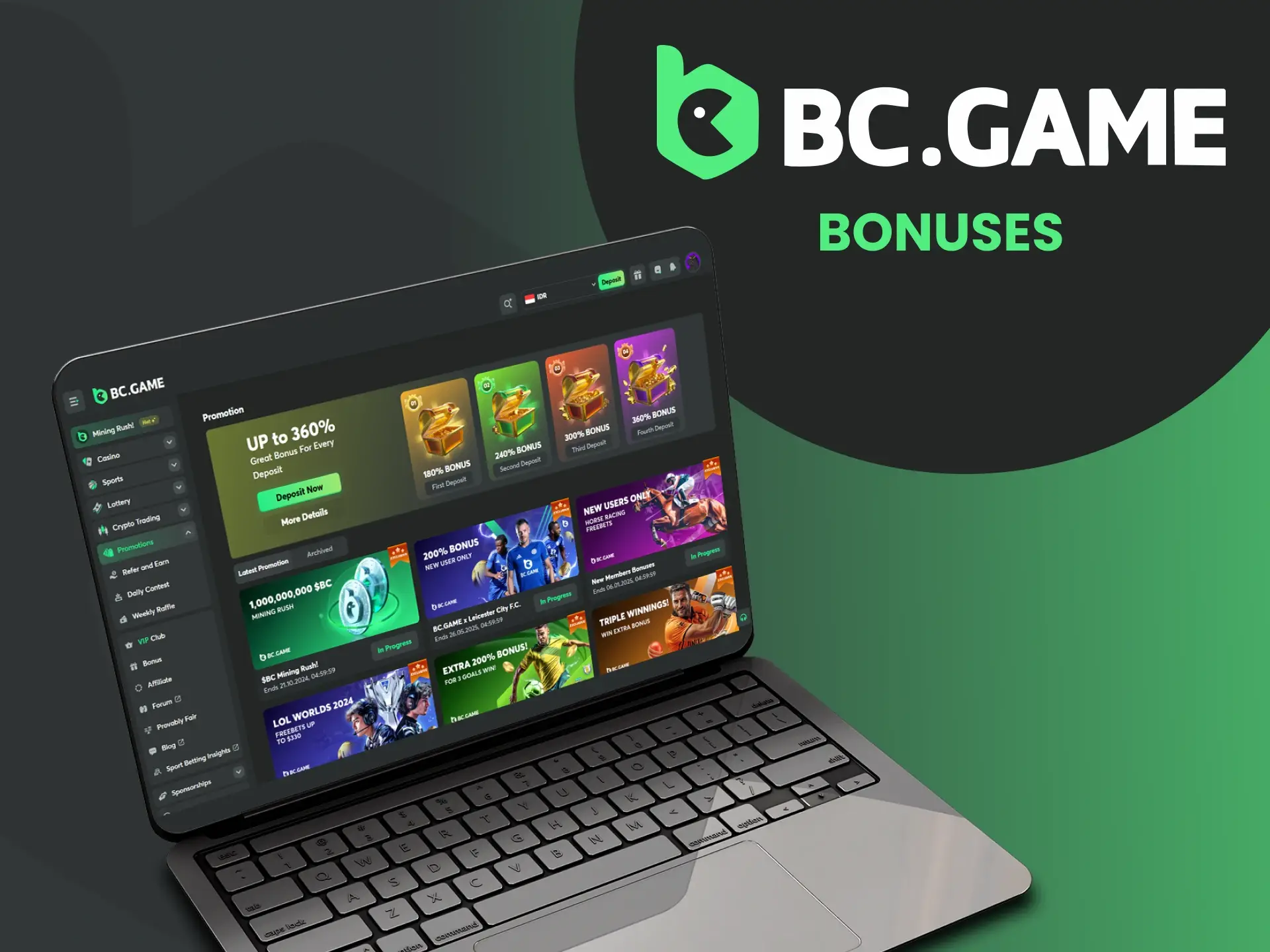 Otorisasi di BC Game dan manfaatkan bonus, dan lebih baik ambil bagian dalam program promosi.
