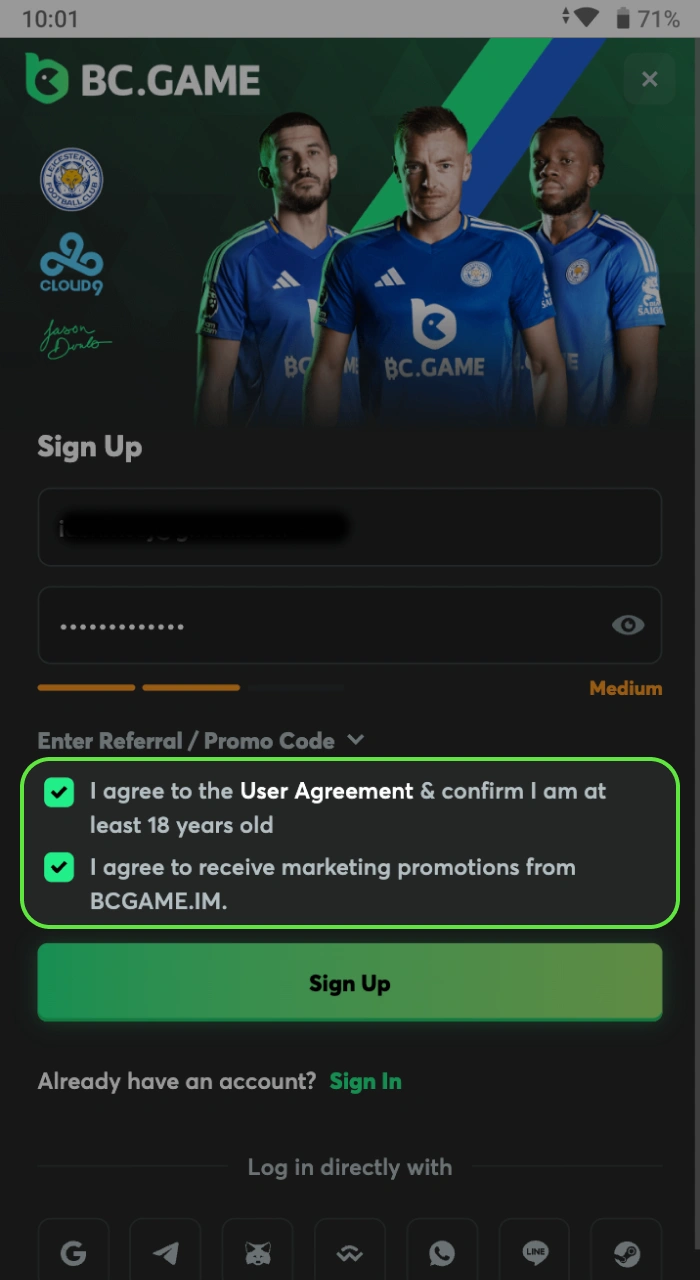 Apa saja persyaratan untuk membuat akun di situs web kasino online BC Game.