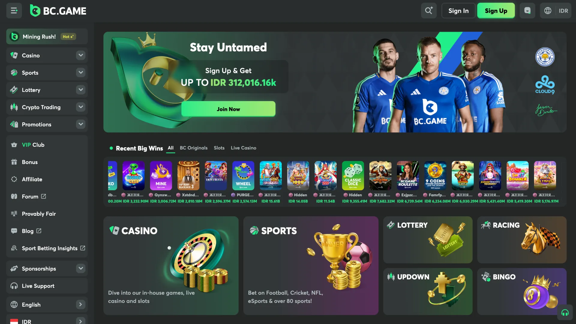 Cara membuat akun baru di kasino online BC Game.
